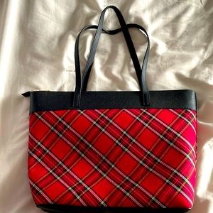 Talbots red plaid zippered shoulder bag. Like new!